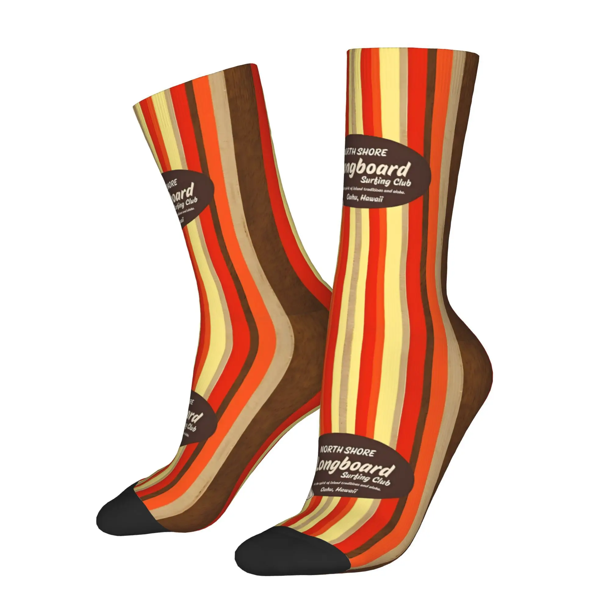 

Funny Men's Socks Pipeline Striped Hawaiian Club Surfing Vintage Street Style Novelty Crew Sock Gift Pattern Printed