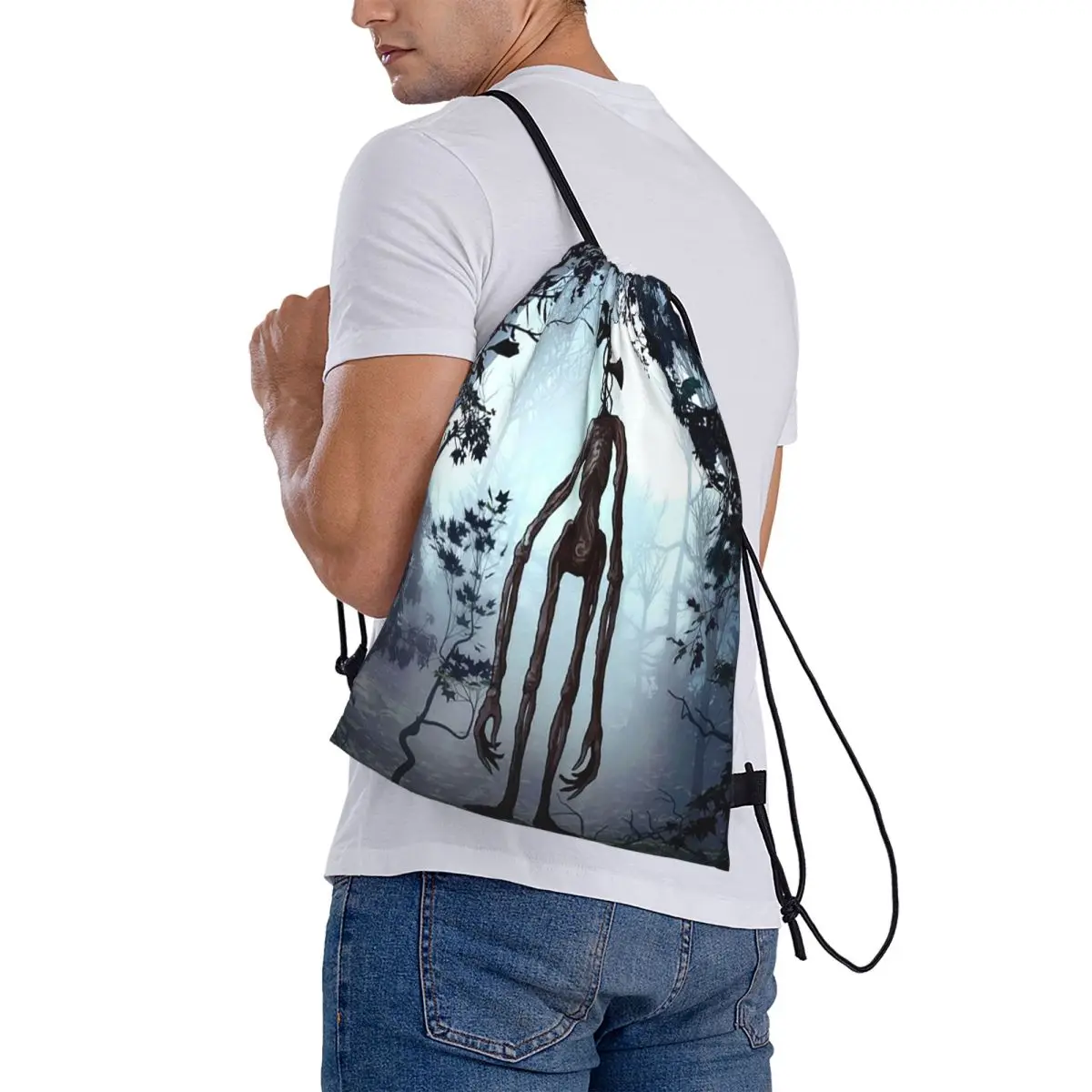 Siren Head In Dark Forest Backpacks Casual Drawstring Bundle Pocket Sundries Bag Book Bags for Travel School
