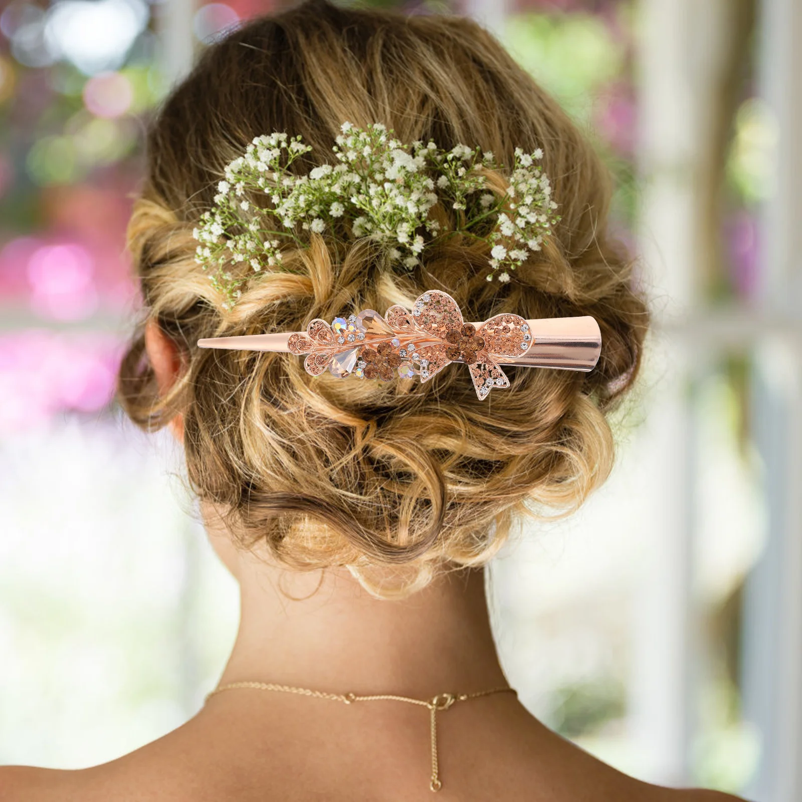 

Duckbilled Hair Clip Bow Rhinestone Decorative Metal Hairpin For Women Girls Crystal Hair Accessories Wedding Party Use