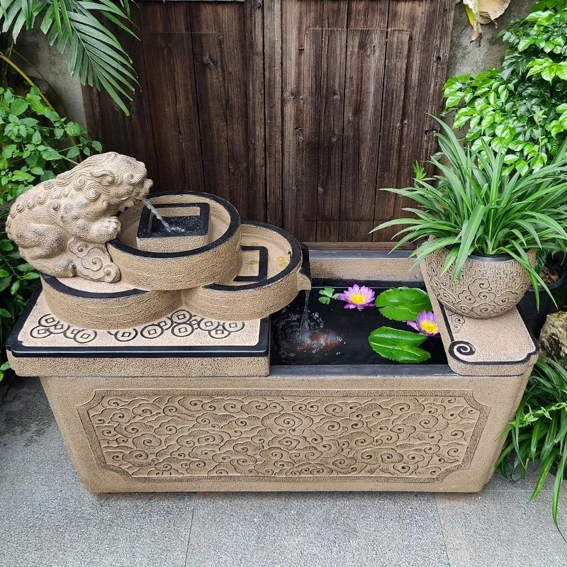 DSA Courtyard Garden Flowing Fish Pool Outdoor Terrace New Chinese Circulating Water Ornament Large Landscaping Fountain Pool