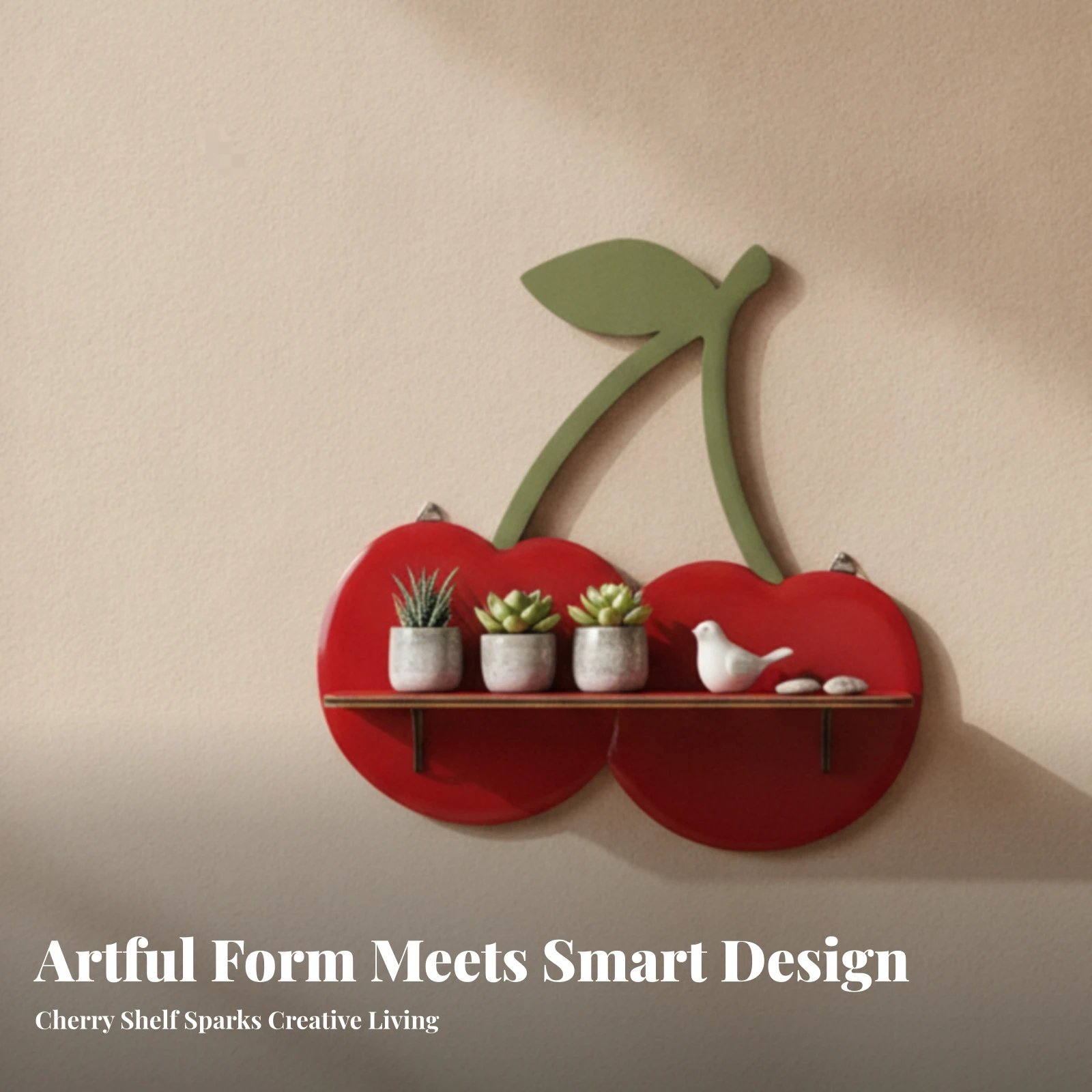 Cherry Wall Shelf Bracket-Supported Wooden Cherry Shelf Home Decor Decorative Space Saving