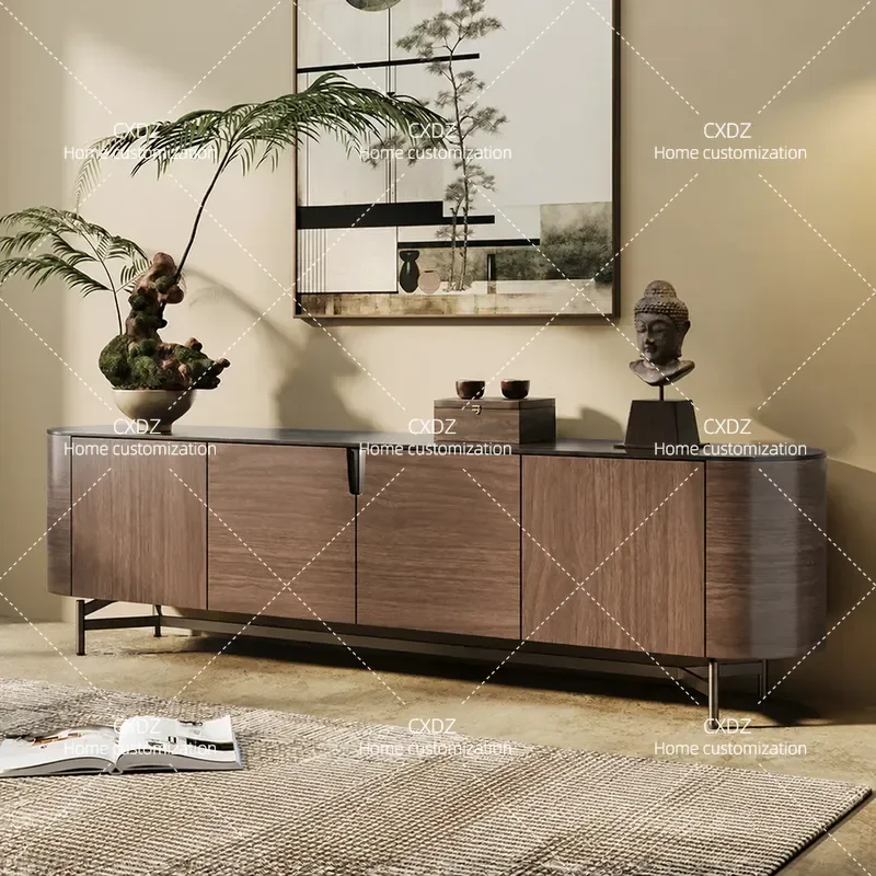 Medieval Solid Wood TV Cabinet Small Apartment Living Room Storage Locker Low Cabinet Bedroom Audio Visual Cabinet