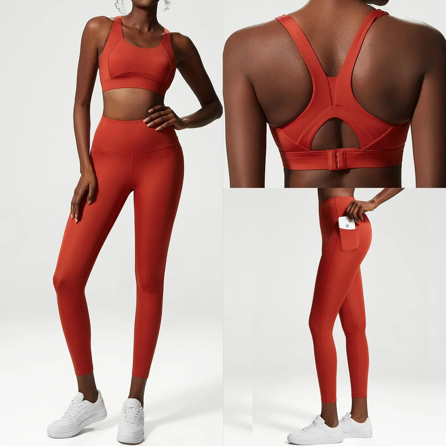 2 Pieces Sports Yoga Set Women Solid Color Naked Feel Workout Fitness Suit Sexy Back Bra High Waist Leggings Female Sportswear