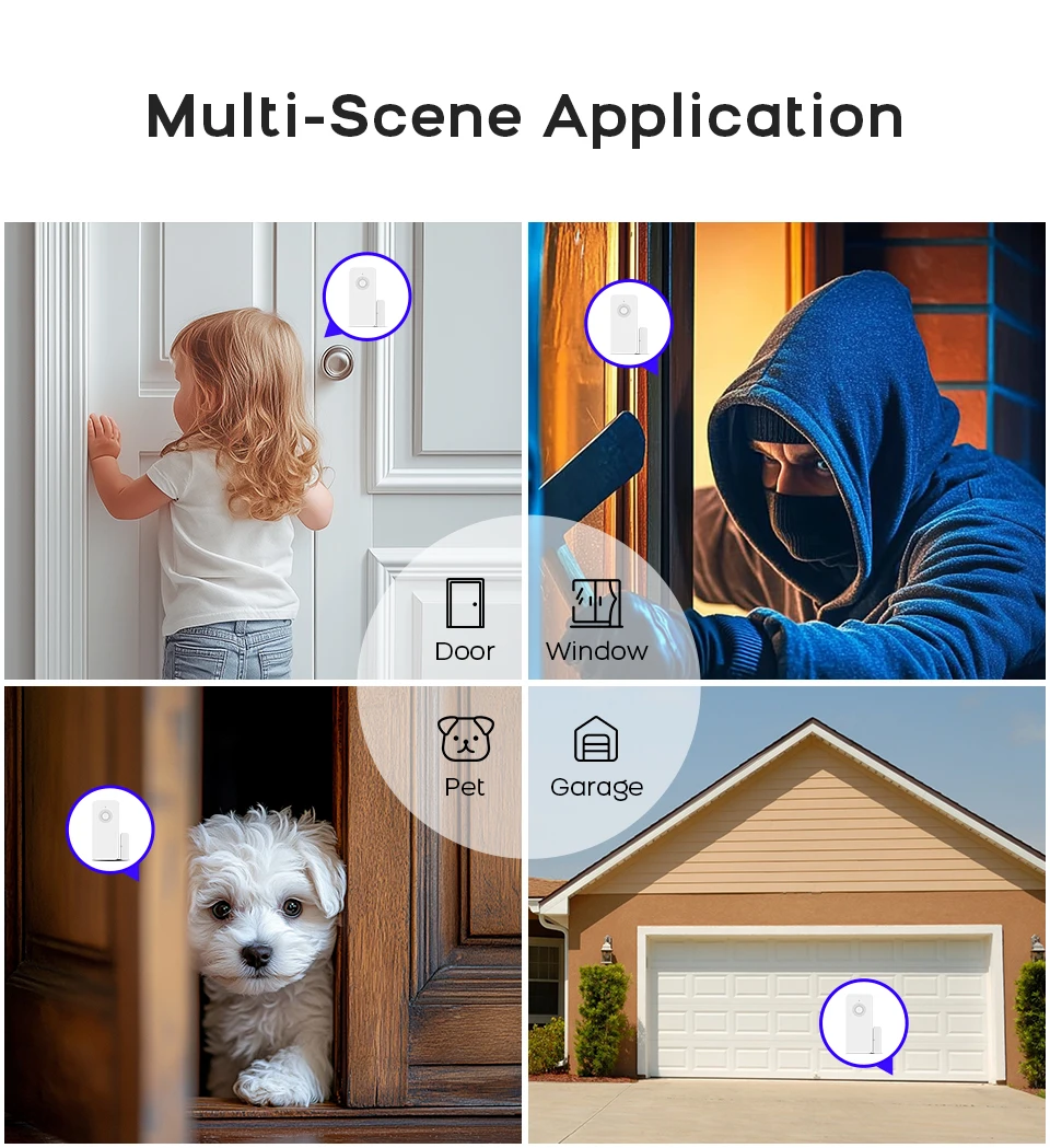 PGST WLAN-Tür- und Fenstersensor, unabhängiges Alarmsystem, drahtloser Sicherheitsdetektor, Diebstahlschutz, Hausautomation, Sicherheitsvorkehrung, kompatibel mit der Tuya Smart Life App zur Steuerung für Zuhause, Büro und Garage. – Detail 5