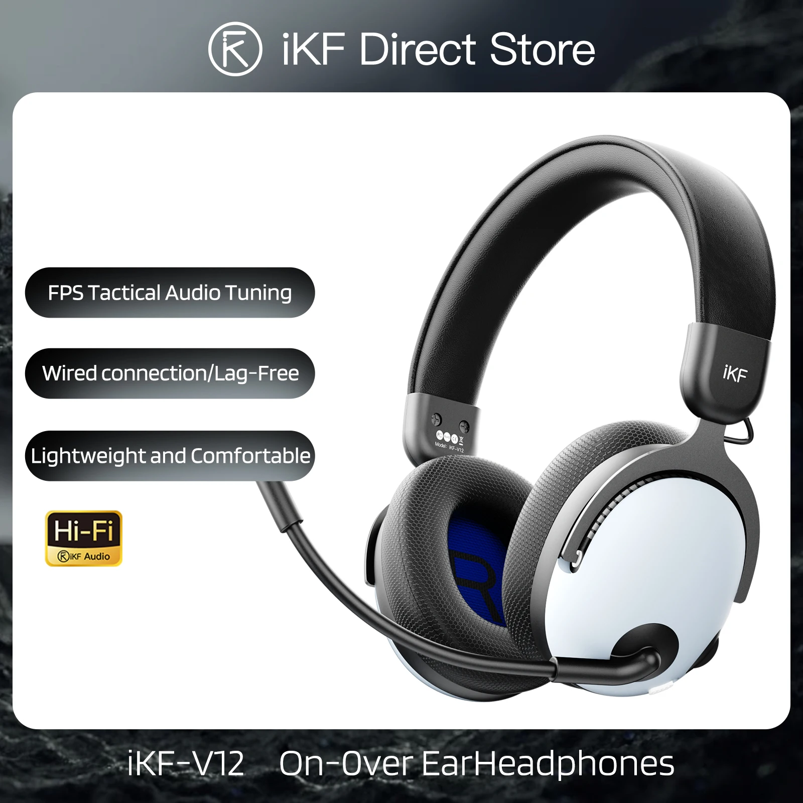

iKF V12 Over-Ear Wired Headphones Gaming Headset for PC/PS4/PS5/Xbox Noise Cancelling Mic for eSports FPS Games