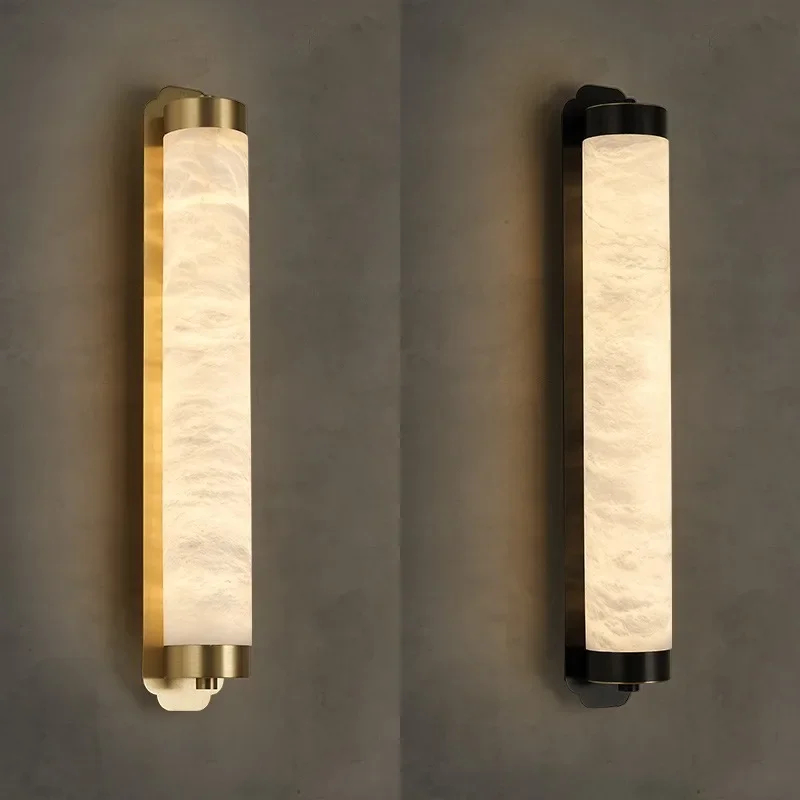 Luxury Minimalist Wall Decor Lights Brass Modern Marble Wall Lamps Corridor Entrance Bedroom Study Led Light
