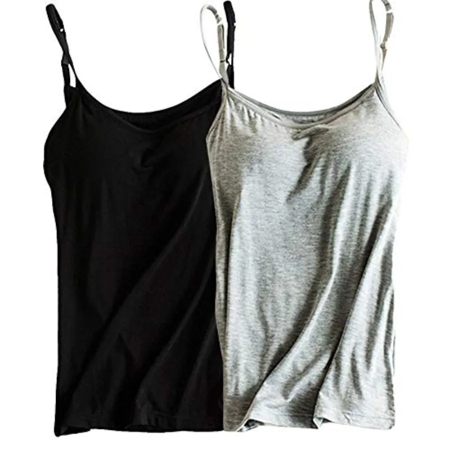 

Womens Modal Built-in Bra Padded Camisole Yoga Tanks Tops