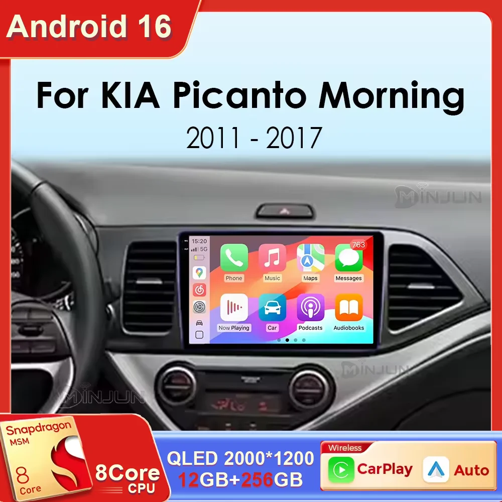 Android 16 Car Radio For Kia Morning 2 picanto 2011 - 2017 Multimedia Navigation Player GPS Stereo DVD Bluetooth 4G WiFi 2din
