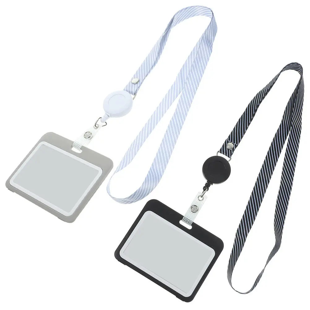 2Pcs Horizontal Cards Protectors Transparent Id Badge Holder Sleeve for Sports Trading Game Cards Teachers Students Nurses