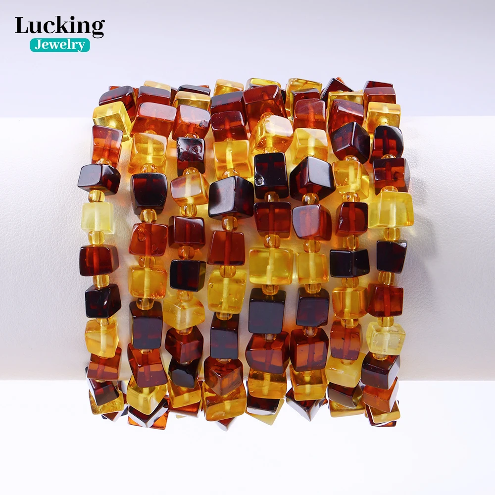 

A+ Natural Amber Square Beads 5-7mm Bohemian Bracelet for Fine Jewelry Gift or DIY Handmade