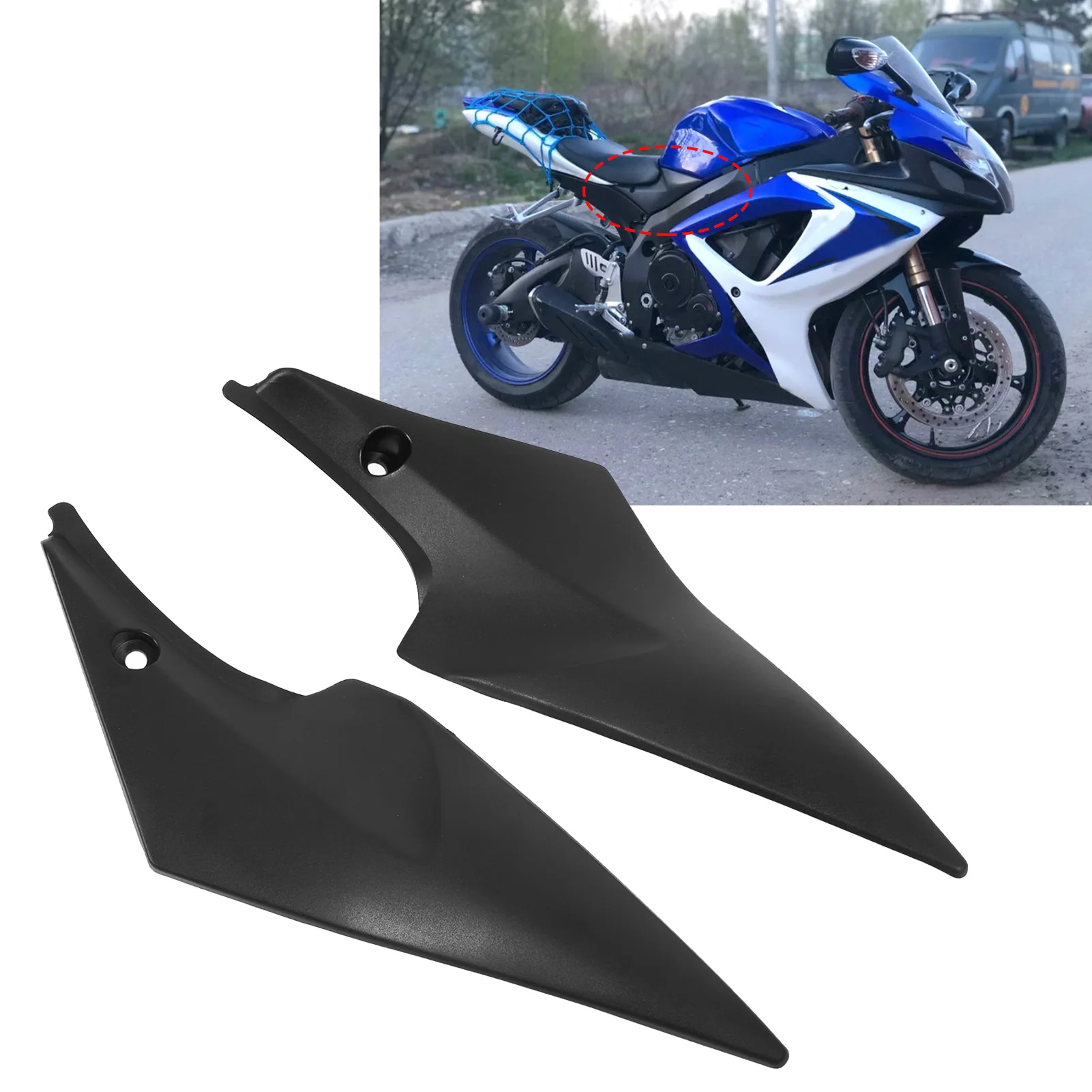 Gas tank side fairings for Su zuki GSX-R 600/750 (2006 - 2007): Made of ABS material, easy to install.attractive and durable