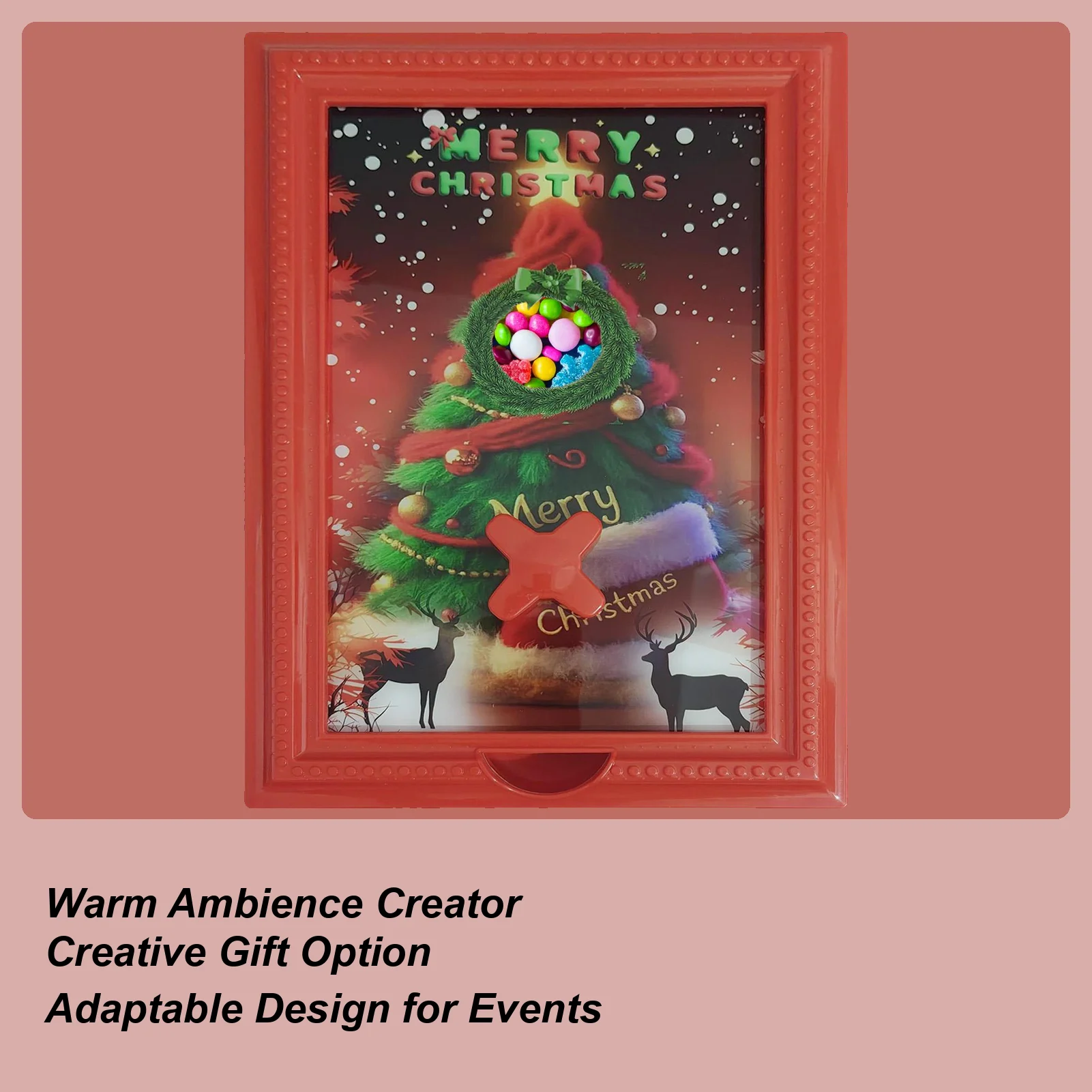 Candy Frame Christmas Storage Organizer Wall Candy Dispenser For Vending Bean Cereal Home Decor Counter Desk Kids