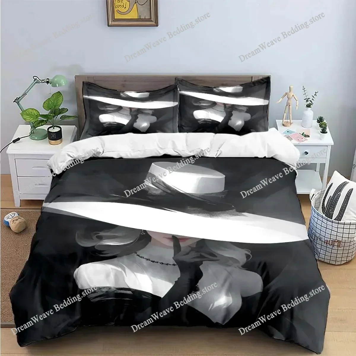 Fashion New Woman-Sexy Black and White Print Bedding Sets Bed Supplies Set Duvet Cover Bed Comforter Set Bedding Set Luxury Gift