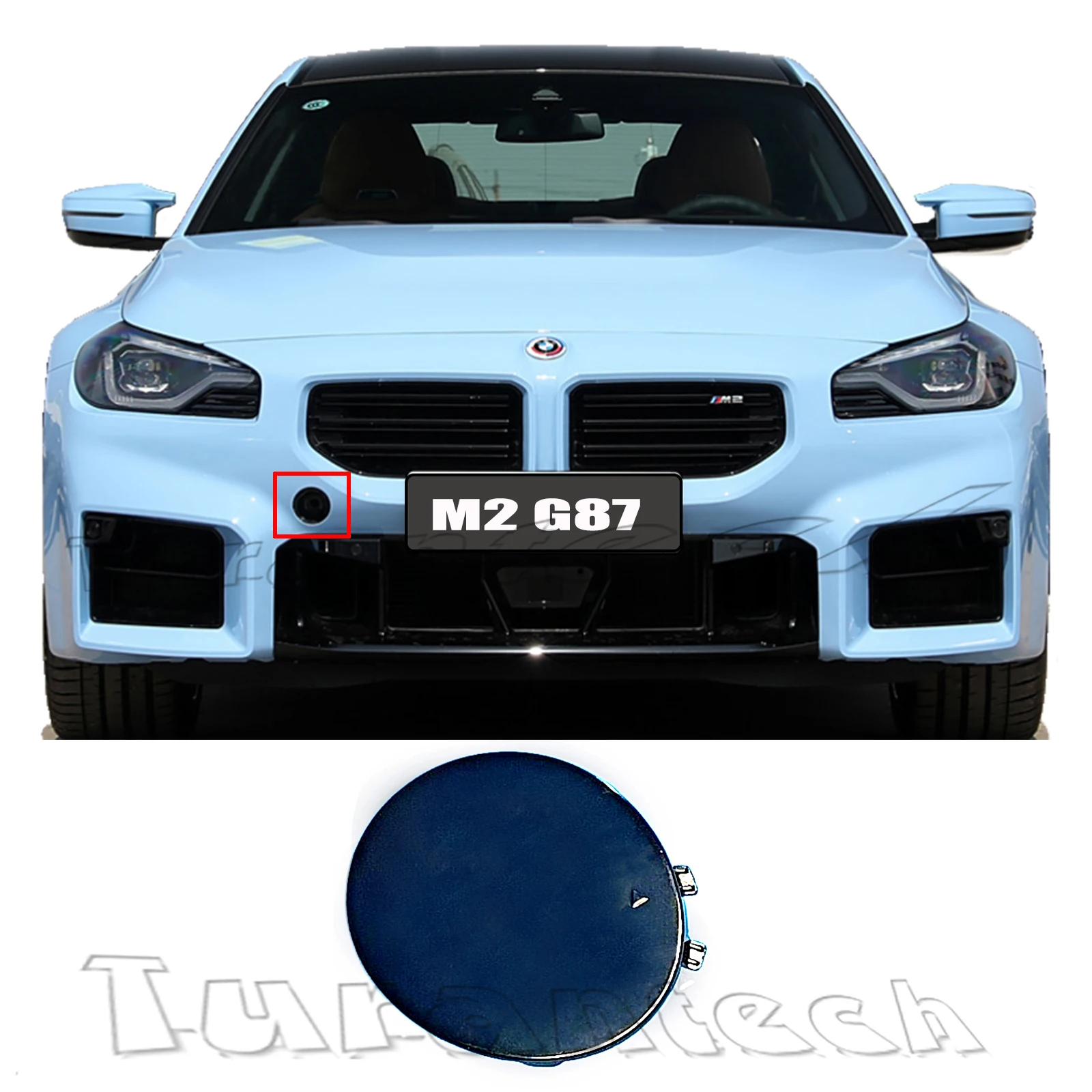 Front Tow Cover for 23-up BMW M2 G87 Base CS Competition Performance Coupe 2-Door Bumper Hook Eye Towing Cap