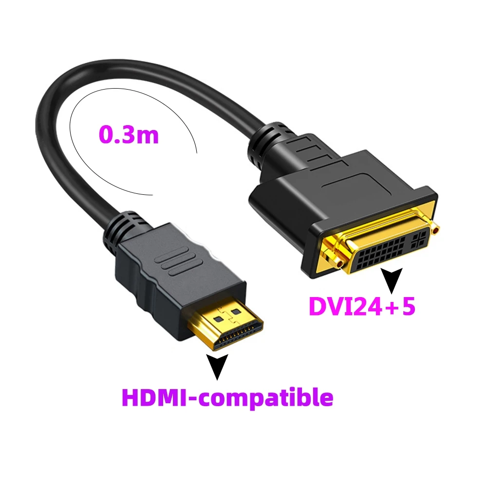 1080P HD Port to DVI Adapter Cord Bi-Directional DVI-D 24+1/24+5 to HD Cable Compatible for Xbox PS4/3 PC Graphics Card Monitor