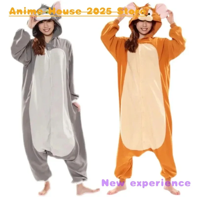 

2025 2025 Anime costume Flannel New Gray Mouse Tom Cat Kigurumi Adult Onesie Cartoon Pajama Animal Halloween Party Costu❤★♥♡
