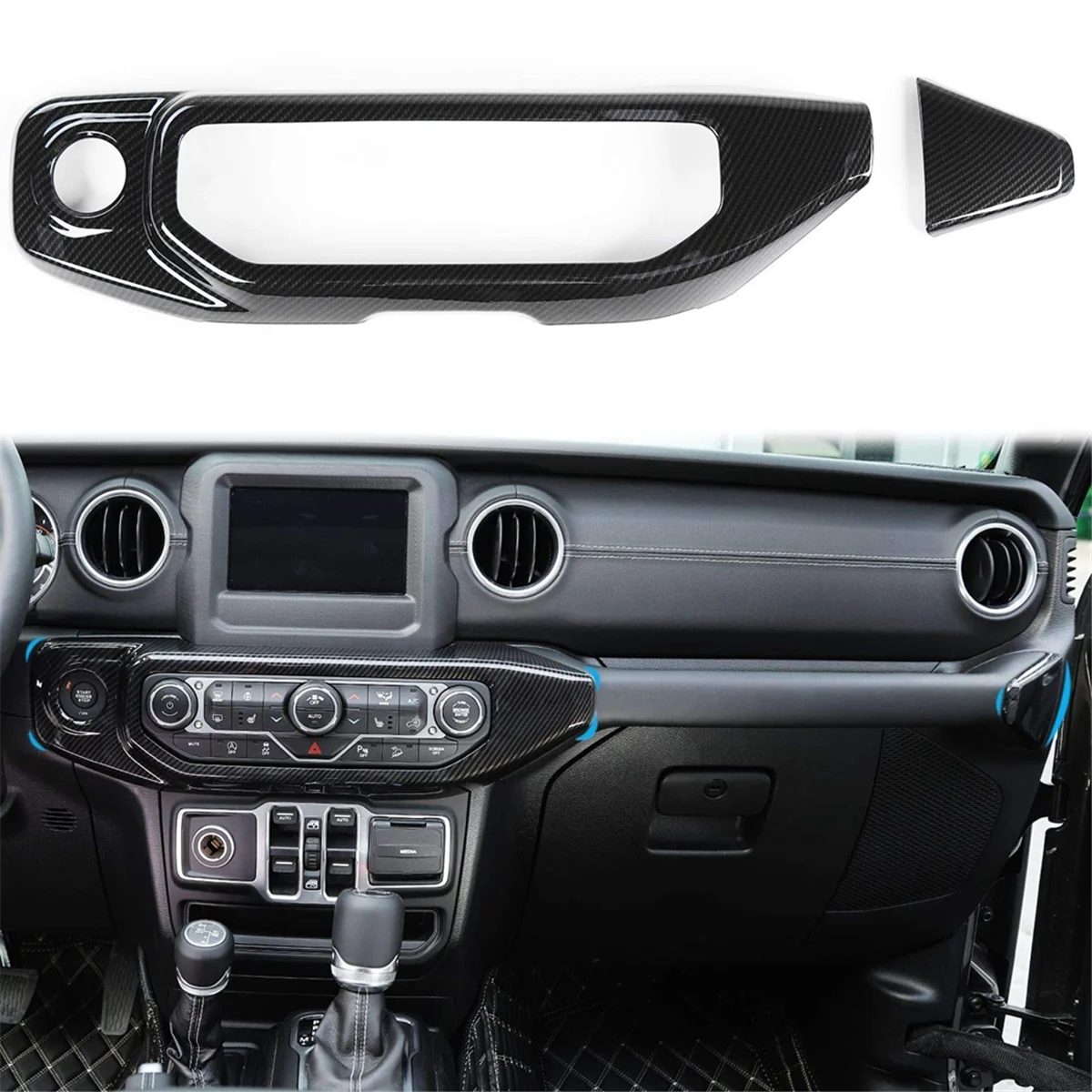 For Jeep Wrangler JL Gladiator JT 2018-2023 Air Conditioner AC Control Panel Decorative Cover Decorative,Black