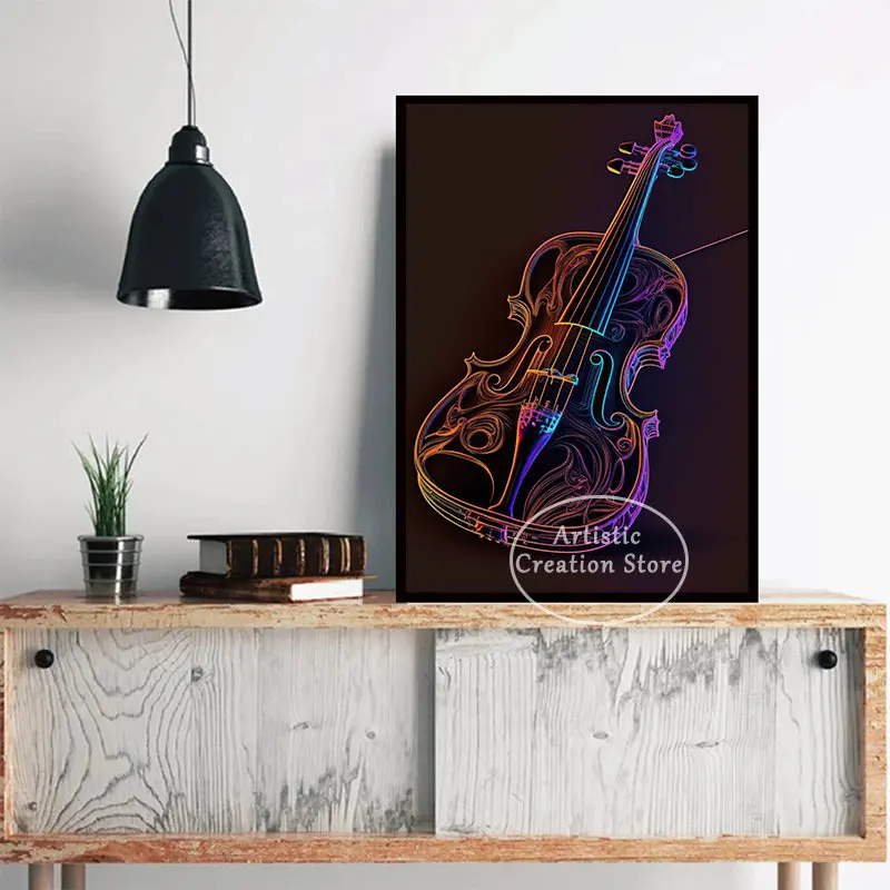 Vintage Violin Music Art Poster Music Art Print Canvas and Painting Wall Pictures for Living Room Studio Room Home Decor Gift