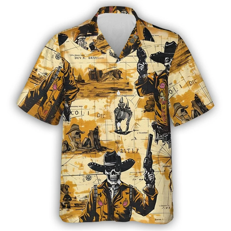 Modne koszule kowbojskie z nadrukiem 3D dla mężczyzn na rok 2025, ubrania Aloha, urocze zwierzęce bluzki damskie z krótkim rękawem, modne męskie topy w stylu vintage.
