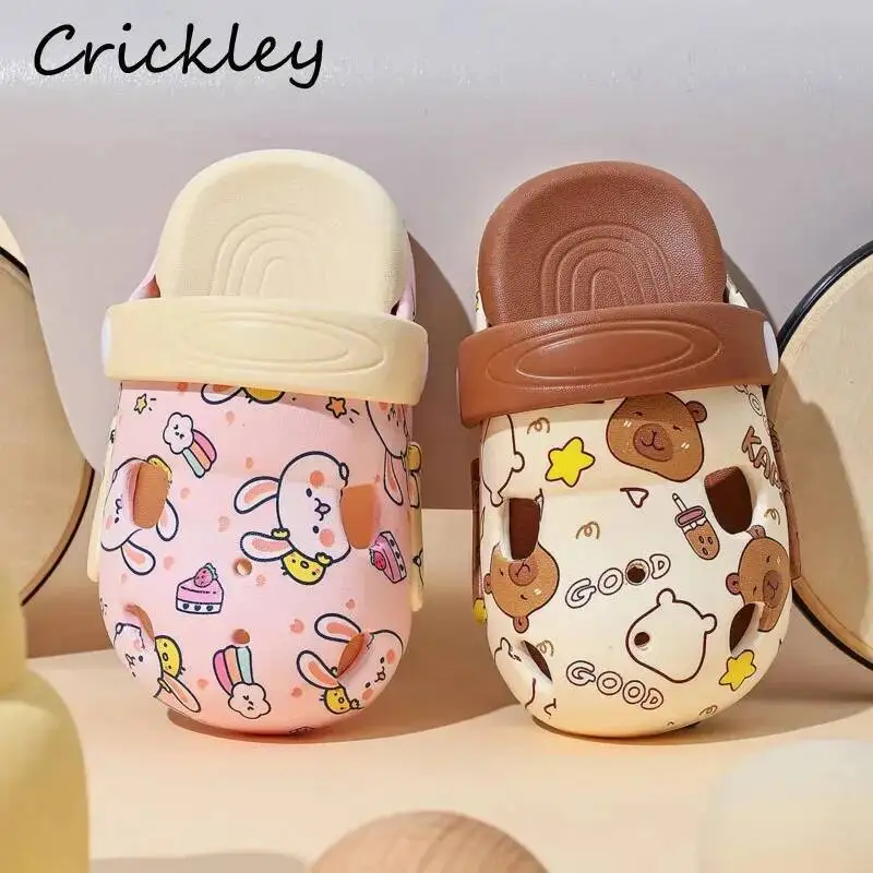 Summer Capybara Bunny Boys Girls Slippers Cartoon Soft Bottom Clogs Beach Shoes For Kids EVA Waterproof Children Slippers