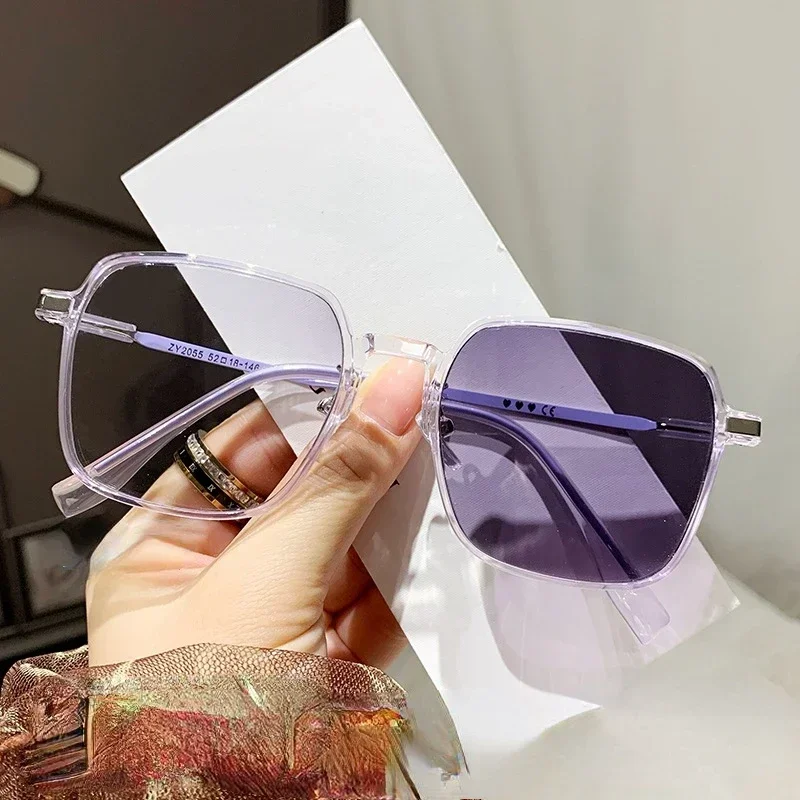 Photochromic Presbyopic Glasses Large Frame Anti Blue Light Reading Glasses Women\' Finished Hyperopia Glasses Clear Grey Glasses