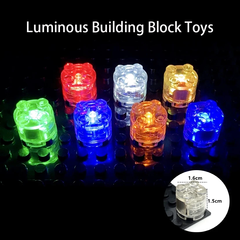 3Pcs Diy Toys Round/Square Led Light Brick Luminescent Lamp Colorful Accessories Building Micro Landscape Scene Layout Materials