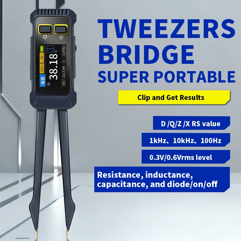 JD 1795 Smart SMD LCR Bridge Tweezer Meter 100Hz-10kHz ESR Tester for Capacitor Inductor Resistance Diode Circuit Debugging Tool view 6
