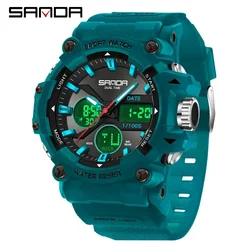 SANDA Men's Sports Watch for Men Women Quartz Digital Dual Display Watches Shock Water Resistant Camping Wristwatch 5M6225