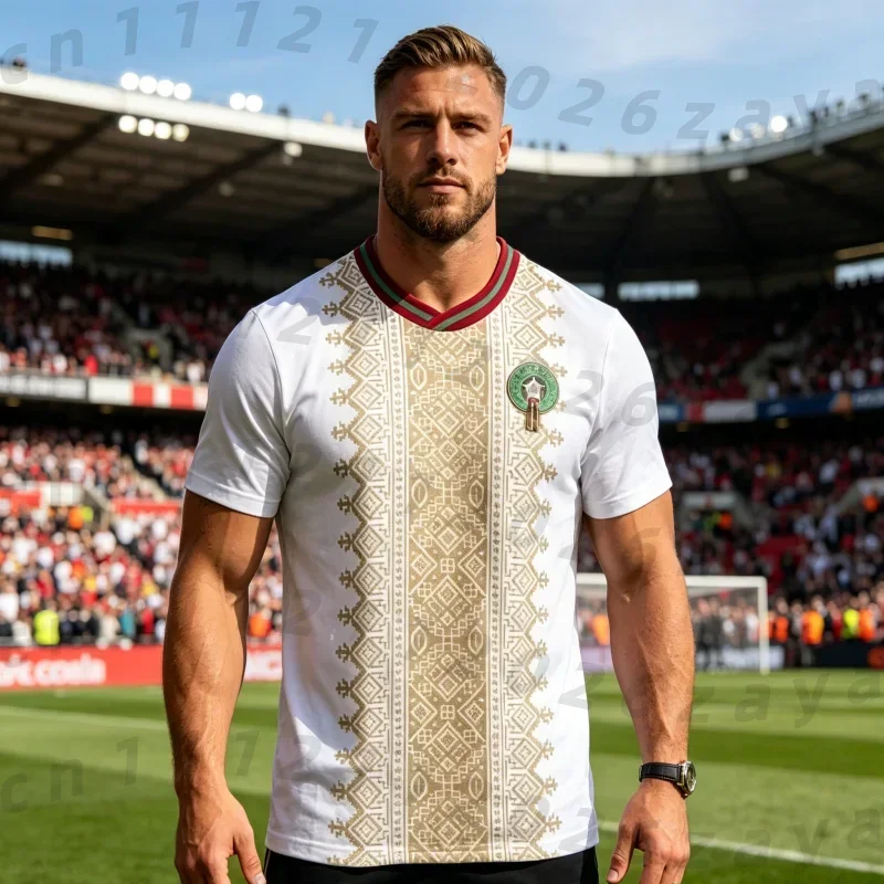 26 Morocco Away Fan Edition Jersey Breathable and Quick Drying Morocco Away Jersey Outdoor Sports Top T-shirt Parent-child