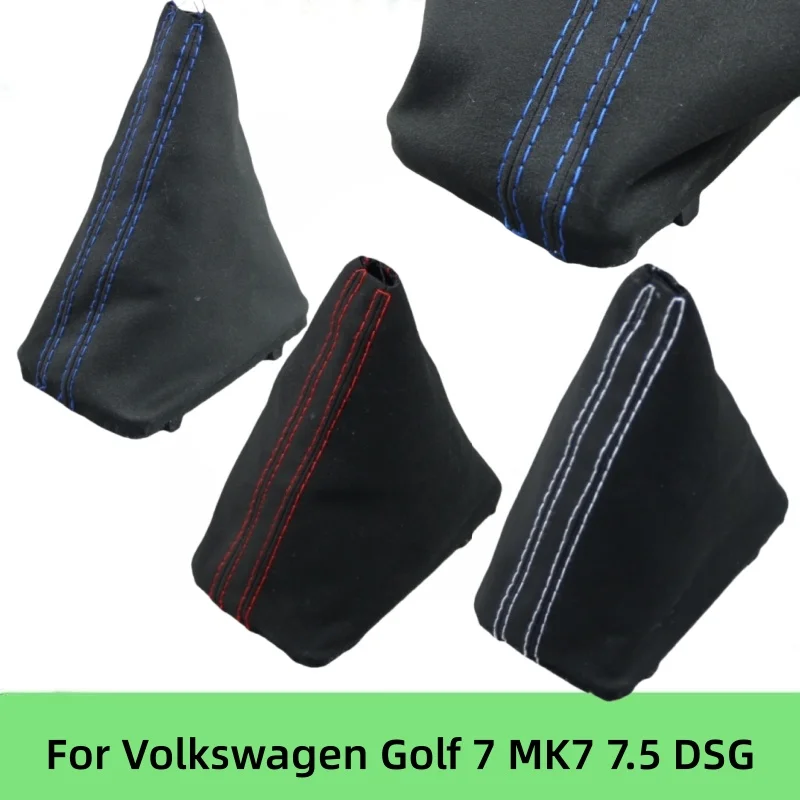 Lhd camurça couro para volkswagen golf 7 mk7 7.5 dsg botão de mudança de engrenagem alavanca shifter gaiter boot colar estilo do carro 5gg713203a