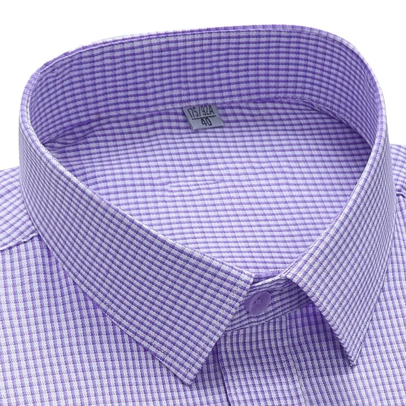 Men's Premium Striped Plaid Short Sleeve Shirts Summer Business Casual Branded Workwear Purple Blue 6XL Plus Large Size KOACUS