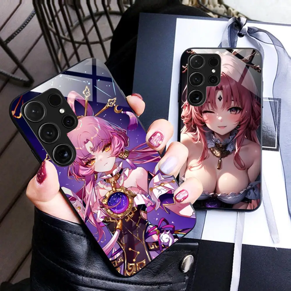 

HSR Fu Xuan Glass Mobile Phone Case for Samsung Galaxy S26 S25 S24 S23 S22 S21 S20 Note20 Plus FE Ultra Colorful Cover