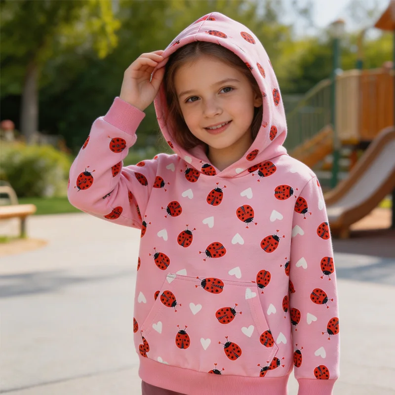 Little Hand Kids Girls Long Sleeve Hooded Top Cute Print Sweatshirt Spring Autumn Casual Hoodie for 2-7T Outdoor Daily Wear