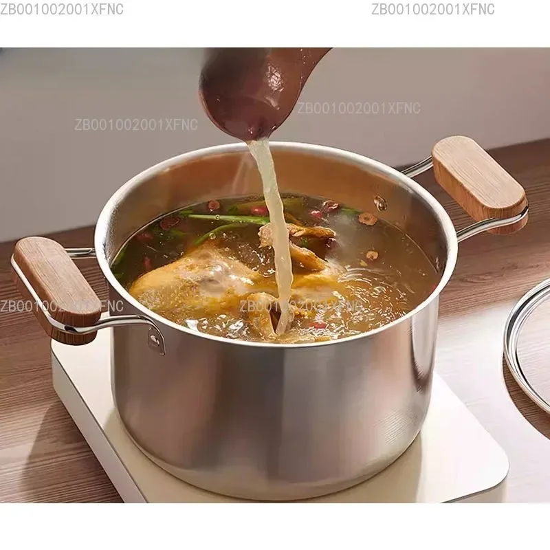 Double Handle 304 Stainless Steel Cooking Pot Uncoated Stew Soup Pot
