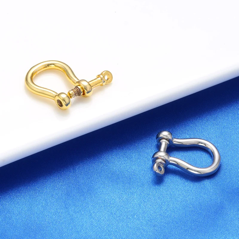 ZHUKOU Gold color U Shape Clasp hooks For Women Handmade Bracelet Jewelry brass Clasp hooks Accessories Wholesale VK146