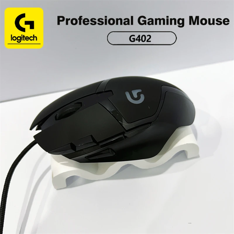 

Logitech G402/G304/G305 Hyperion Fury gaming mouse, Fusion Engine, 400 IPS tracking, 8 buttons, head-mounted design.