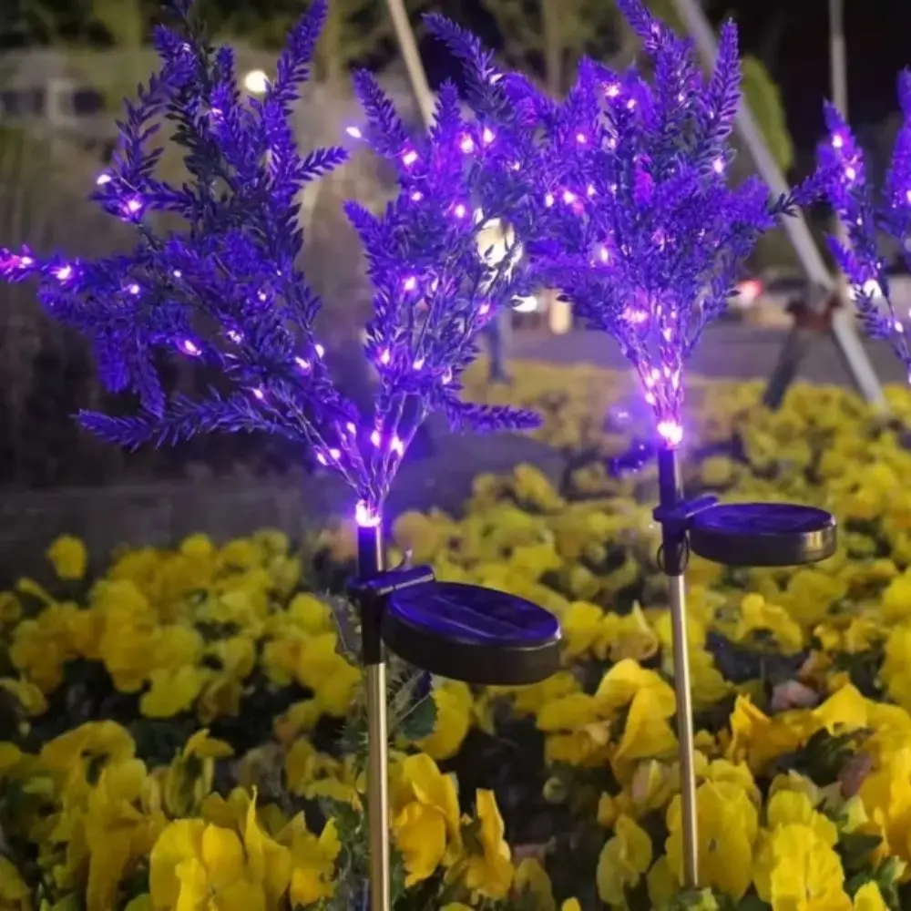 Purple LED Solar Lavender Light Waterproof Design Decorative Stake Solar Garden Light Flower Shape 1PC Unit Solar Stake Light