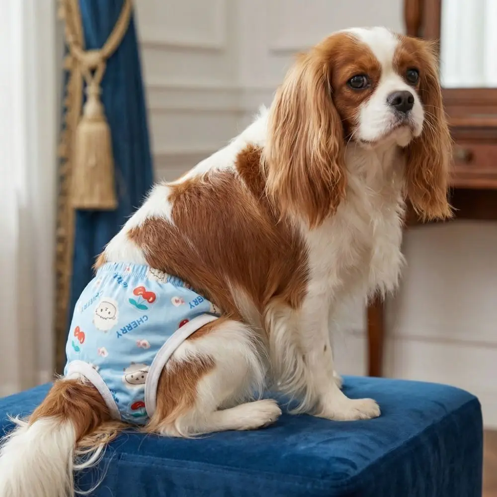 

Cartoon Print Pet Physiological Pants Adjustable Breathable Dog Sanitary Pants Comfortable Pet Protective Pants Daily Wear