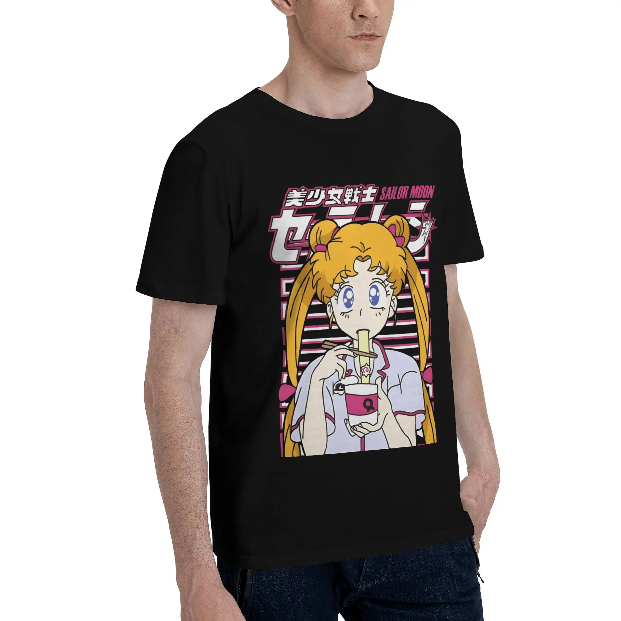 Usagi Tsukino Graphic Funny 100% Cotton T-Shirt Bandai Sailor Moon Tees Tops For Men