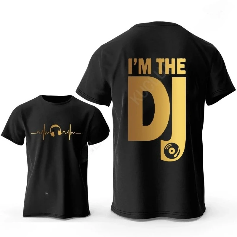 

Футболка Dj Casque Imprimé Platine Gra larga Streetwear Pour Ladies Pajamas À Manches Courtes En Coton Vêtements Pour Hommes