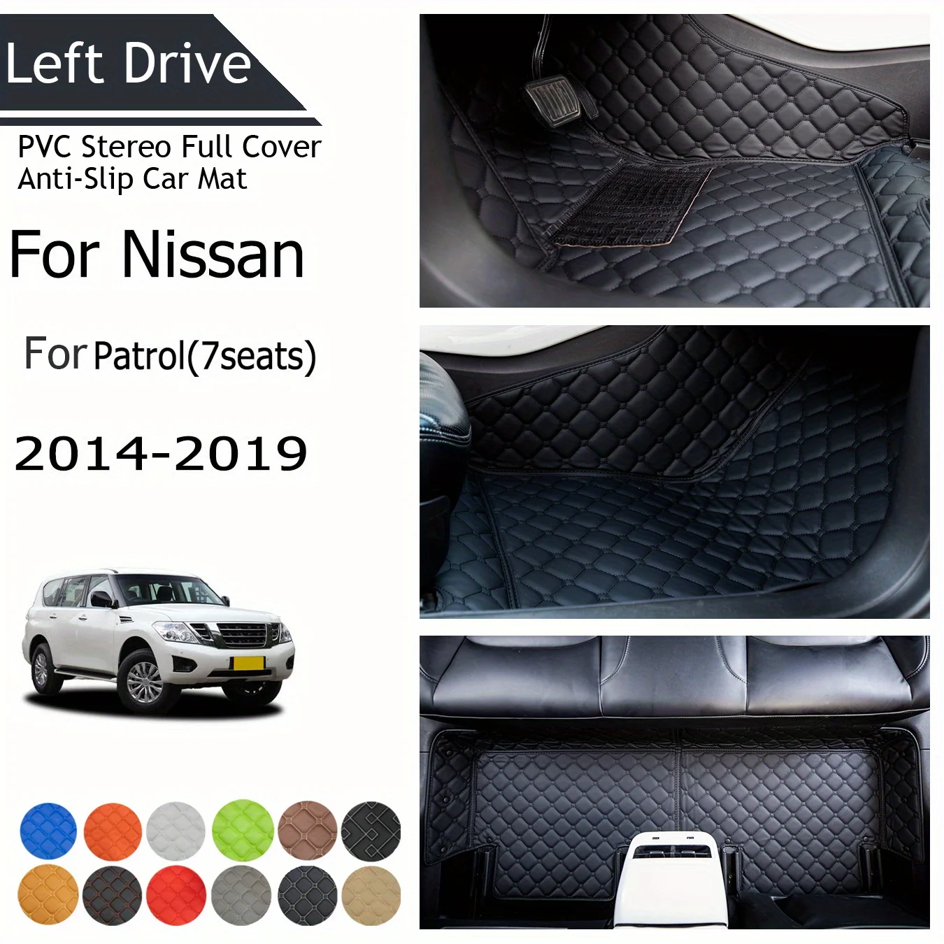 

【LHD】For Nissan For Patrol(7seats) 2014-2019 Three Layer PVC Stereo Full Cover Anti-Slip Car Mat Car Floor Mats Car Accessories