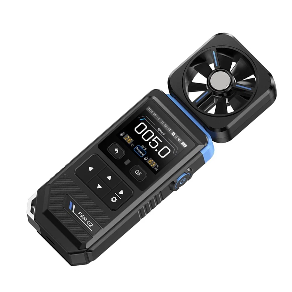 Professional FAM02 3in1 Handheld Anemometer Measures Wind Speed Temperature and Humidity with Multiple Unit Display