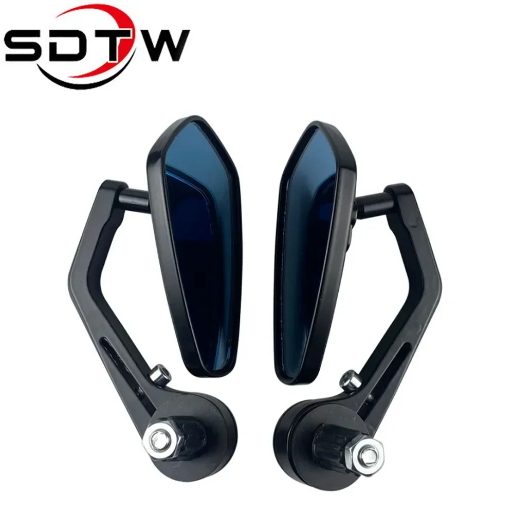 Motorcycle Handle Bar End Mirror 7/8" 22 mm Side Rearview Mirrors Custom Smoke Blue Lens For Ducati BMW Honda Suzuki Kawasaki image 2