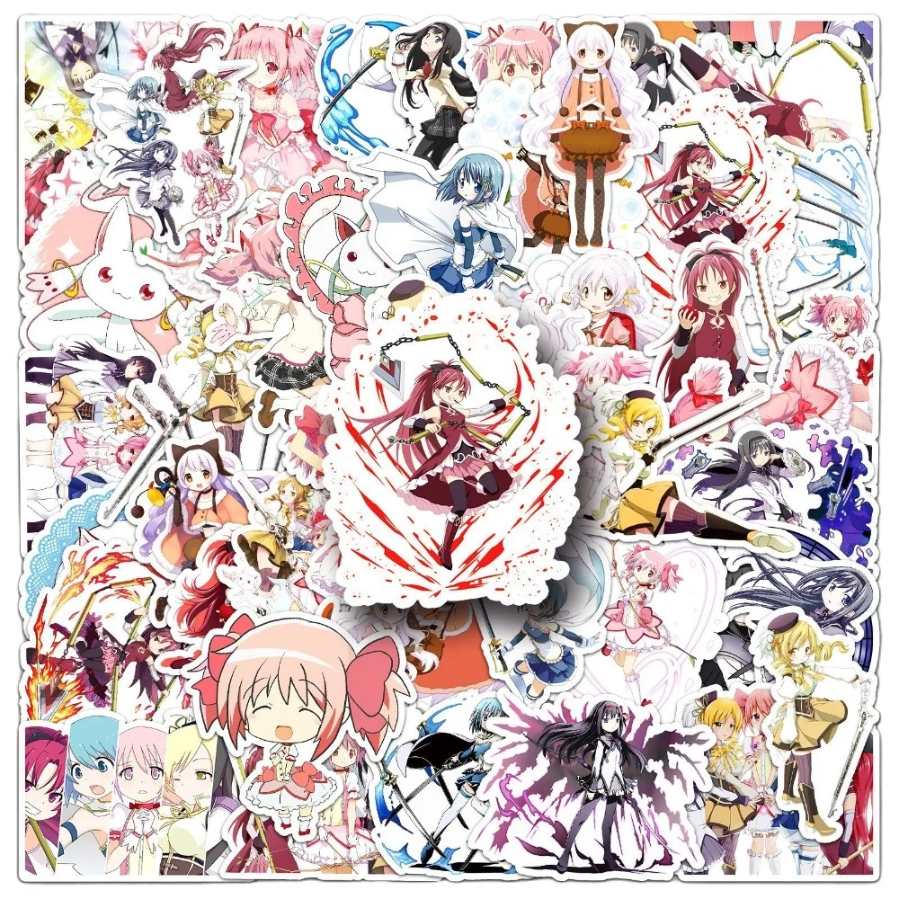 

50pcs Anime Puella Magi Madoka Magica Stickers Manga Cartoon Girls Kaname Akemi Homura Kawaii Drawing Doodle Decorations