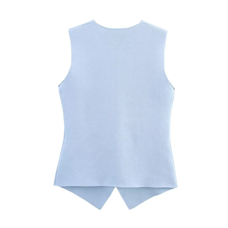 KEYANKETIAN 2025 летний новый женский однобортный вязаный жилет, модный простой стиль, тонкий укороченный топ без рукавов с v-образным вырезом