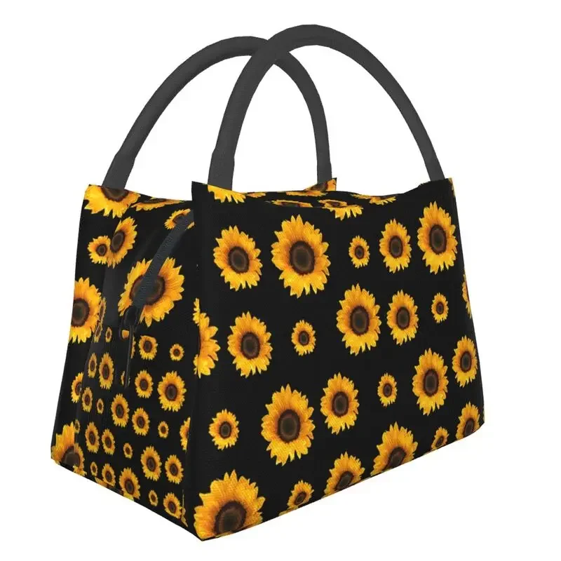 

Sunflower Pattern Insulated Lunch Bag for School Office Flower Floral Waterproof Thermal Cooler Lunch Box Women