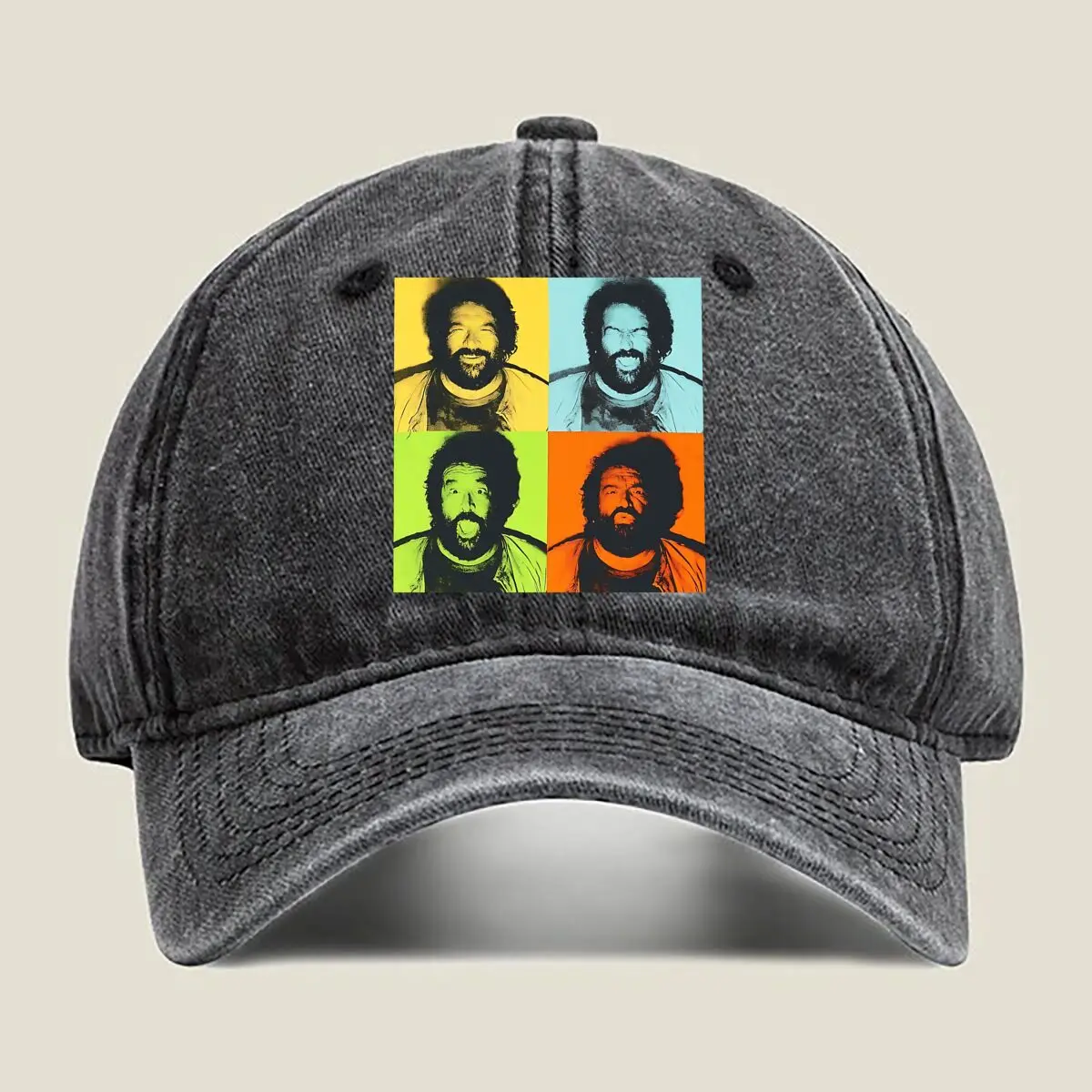 

Pop - Art Inspired Multi - colored Portrait Series Washed Baseball Cap