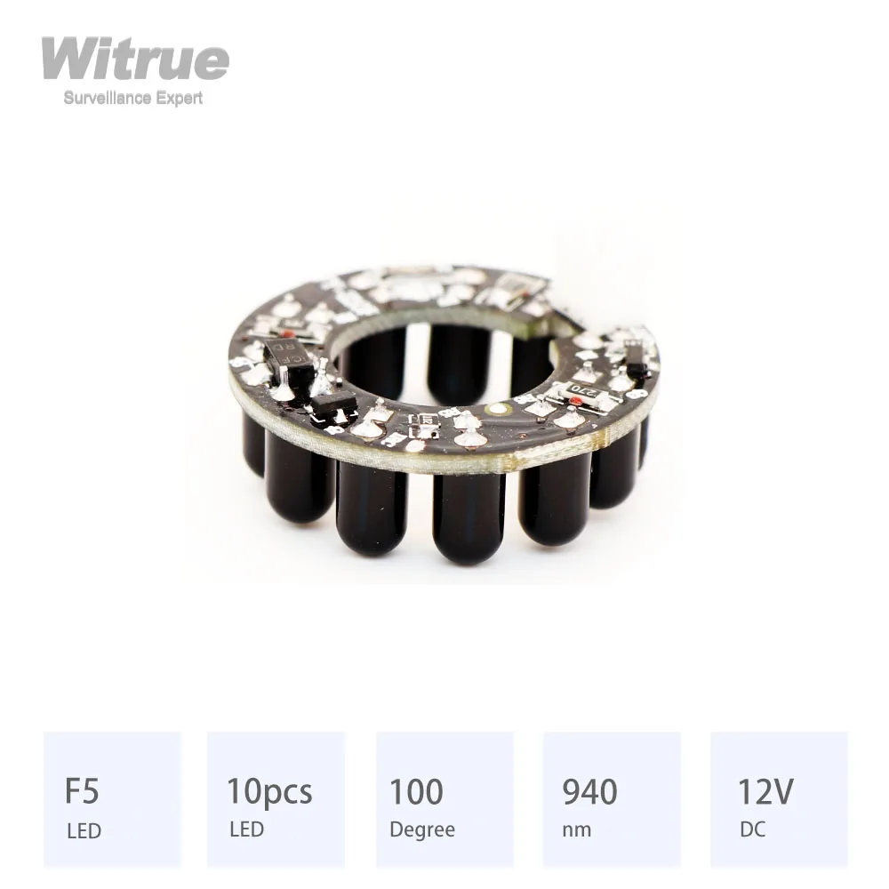 Witrue IR LED Board 10 Grain 940nm 100 Degree Diameter 30MM DC 12V 0.09A CCTV Accessories for 2.8MM 3.6MM 4MM Lens