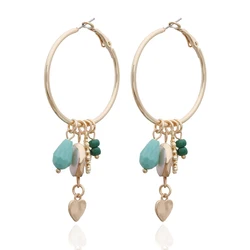 Natural Stone Pendant Earrings For Woman Charms Trendy Personality Dangle Hoop Ring Brinco Oorbellen Accessories Jewelry