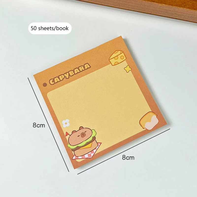 50 แผ่น Kawaii Capybara การ์ตูนสัตว์ Sticky Notes Pad ตกแต่งเครื่องเขียนสติกเกอร์อุปกรณ์สํานักงานโรงเรียนของขวัญเด็ก